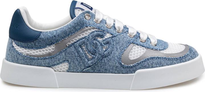 Actual product image Dolce & Gabbana portofino strobel light sneakers in technical mesh denime white and jeans (45)