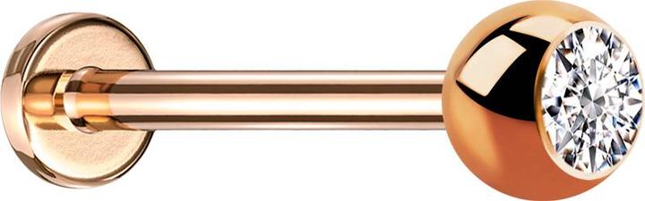 Star Piercing Micro Threadless Labret rosegold mit Kugel Kristall silber (Chirurgenstahl 316L, ohne Messing)