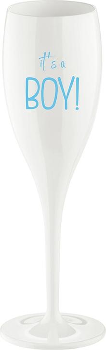 Koziol Sektglas 100 ml mit Druck CHEERS No. 1 IT'S A BOY (10 cl, 1 Gläser, Sektgläser)