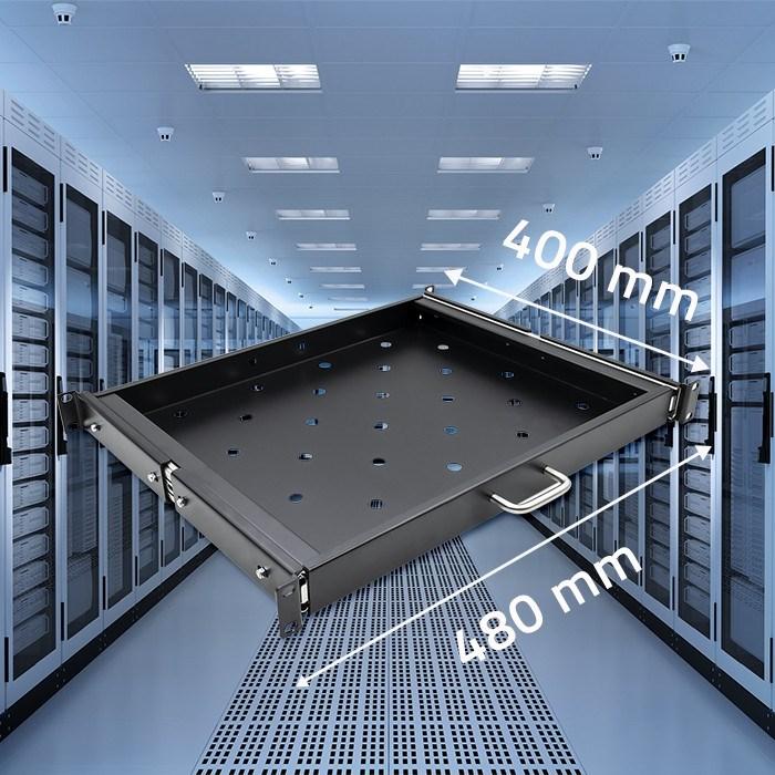 Image du produit Qoltec Solidna stalowa Półka z uchwytem do szafy RACK | 600*600 | Wysuwana | Czarna