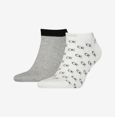 Produktbild Calvin Klein Mens All Over CK Logo Men's Liner Socks 2 Pack Sneaker, White, 39/42 (39 - 42)