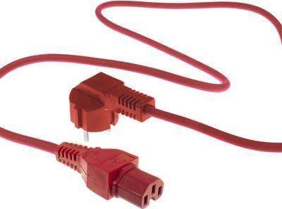 Produktbild Powercord mains connector CEE 7/7 male (angled) - C15 red 2 m (2 m)