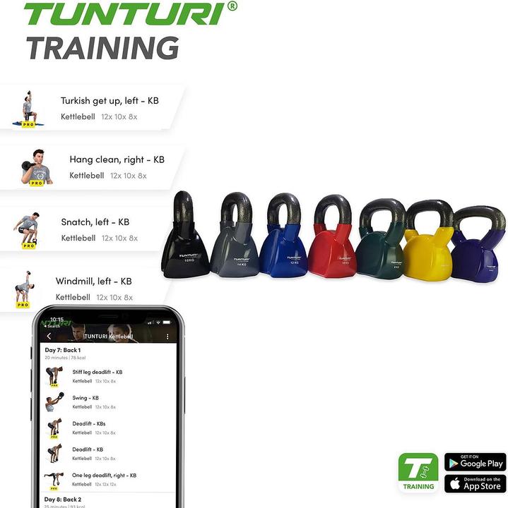 Actual product image Tunturi Vinyl Gusseisen Kettlebell (1 x 16 kg)