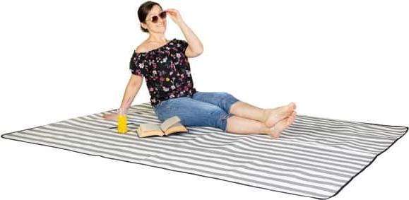 Produktbild MICA Living Picknickdecke - grau-weiss gestreift - aus Textil - ca. 200 x 160 cm