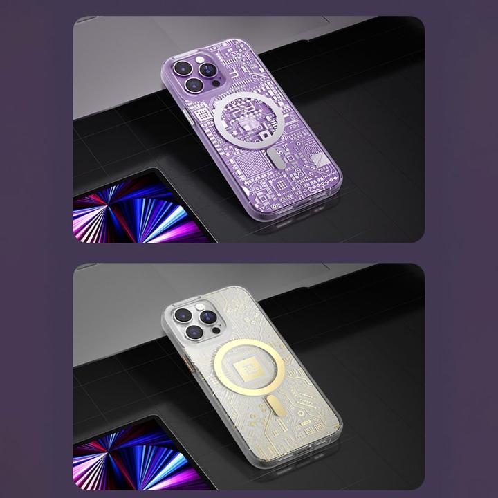 Image du produit Kingxbar PQY Geek Series Étui magnétique pour iPhone 14 Plus MagSafe Argent (Apple iPhone 14 Plus)