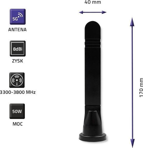 Produktbild Qoltec Antena Antena 5G LTE dookólna DUAL | 8 dBi | wewnętrzna (5G)