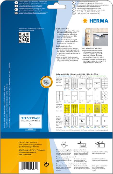 Actual product image HERMA Weatherproof labels A4