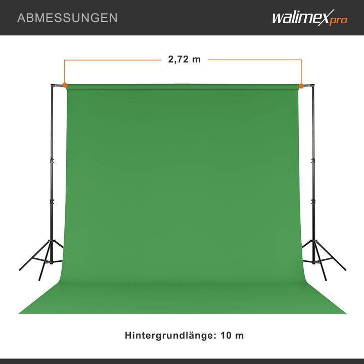 Actual product image Walimex pro Background cardboard 2,72x10m green chroma (272 cm, 1000 cm)
