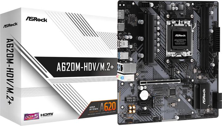 Actual product image AsRock A620M-HDV/M.2+ (AM5, AMD A620, mATX)