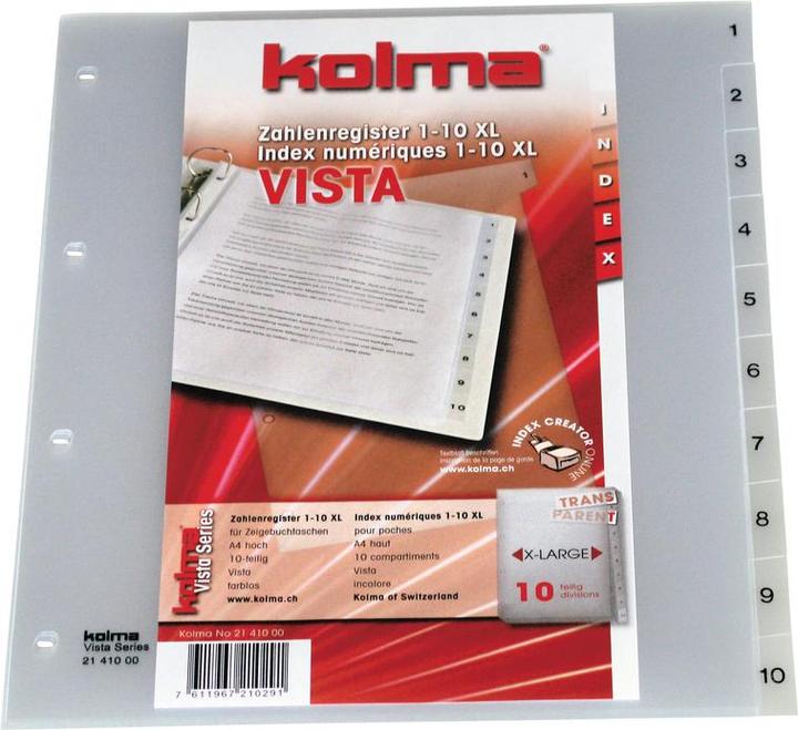 Produktbild Kolma Register A4 XL Vista 1-10 10-teilig transparent farblos