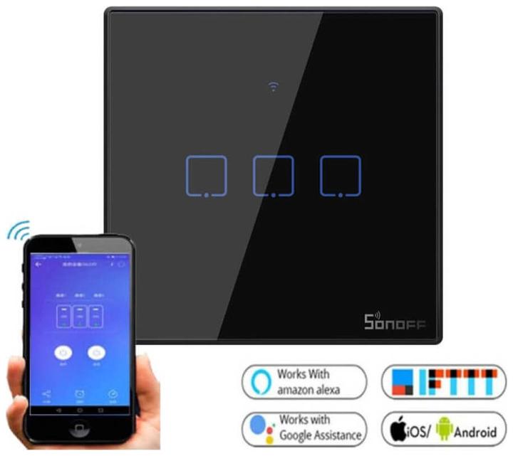 Image du produit Sonoff T3EU3C - Commutateur mural intelligent Wi-Fi à 3 vitesses - Noir