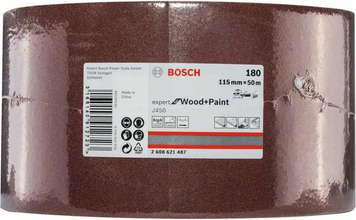 Image du produit Bosch Professional Zubehör Feuille abrasive J450 Expert for Wood and Paint, 115 mm x 50 m, G180 (180)