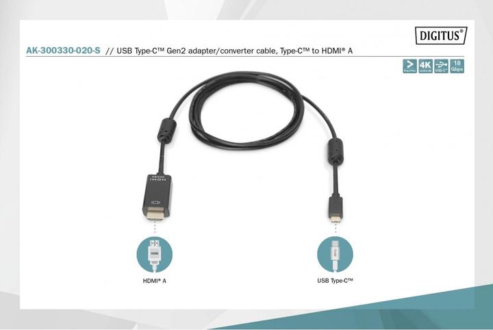 Image du produit Digitus USB Typ C — HDMI (Typ A) (2 m, HDMI)