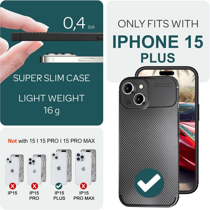Produktbild Nalia Carbon Look Silikon Hülle (Apple iPhone 15 Plus)