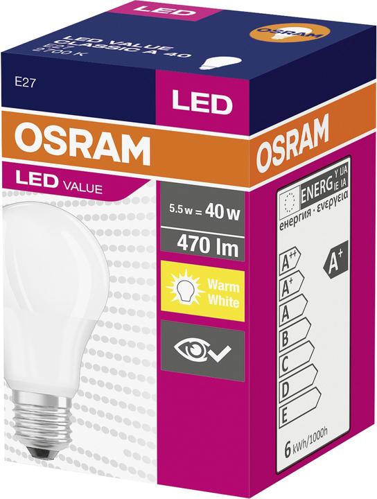 Produktbild Osram Led Value Classic A (E27, 5.50 W, 470 lm, 1 x, F)