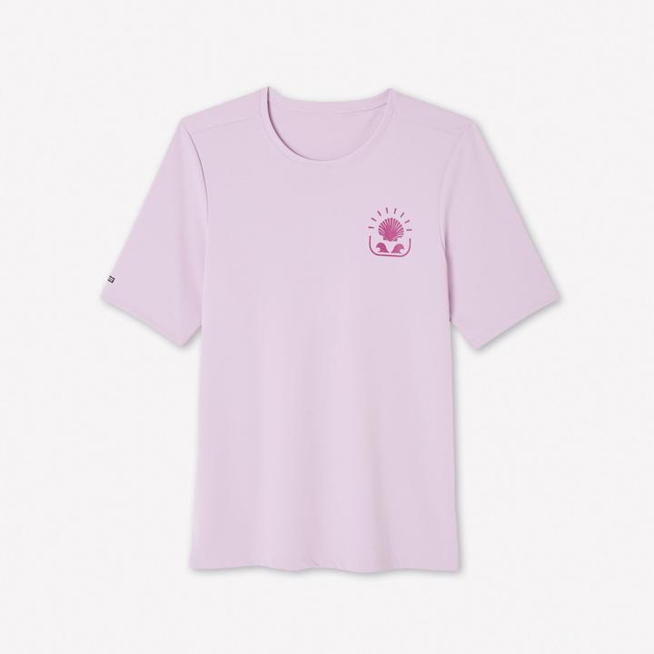 Olaian Tee shirt anti uv surf manches courtes surf Femme - Malou mauve