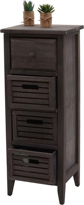 Mendler Kommode T18, Schubladenschrank Schrank, 4 Schubladen, 74x30x25cm Shabby-Look Vintage - grau-braun (74 x 30 x 25 cm)