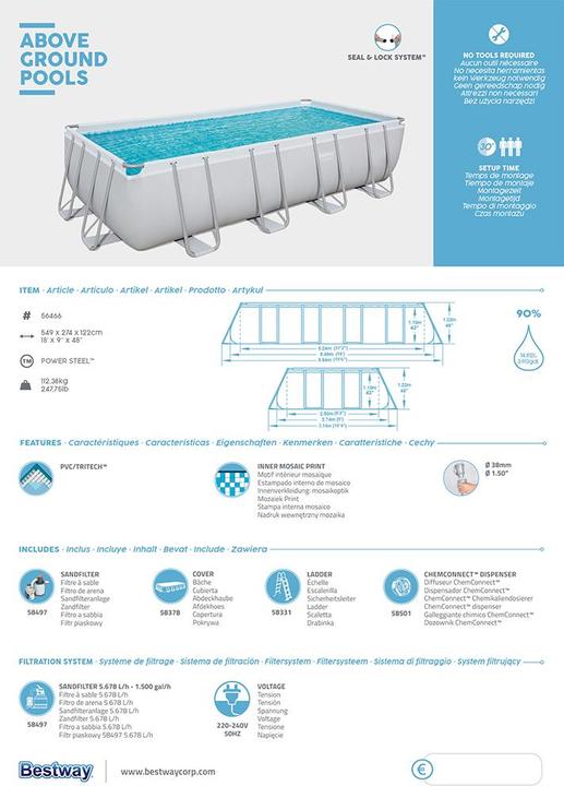 Actual product image Bestway Power Steel Frame (549 x 274 x 122 cm)