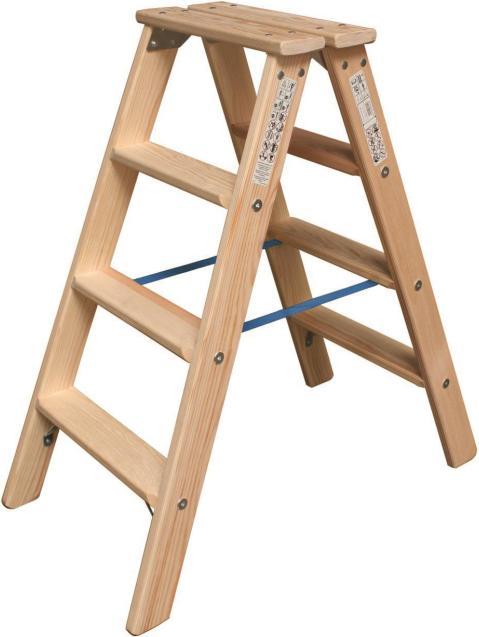Produktbild Krause Holz-Stufen-Doppelleiter 2x8 Arbeitshöhe:ca.3,30m 13,2kg 81845 (Stehleiter, 185 cm)