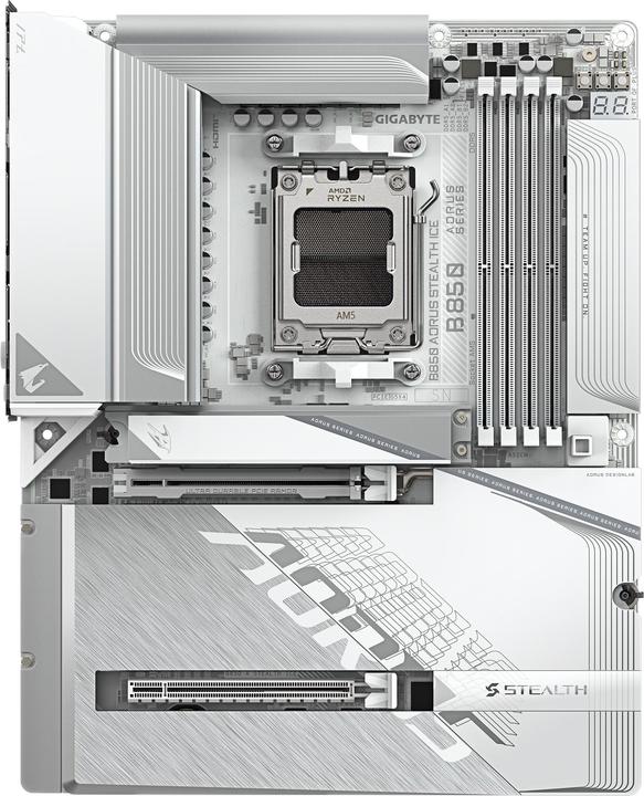 Actual product image Gigabyte B850 AORUS Stealth ICE (AM5, AMD B850, ATX)