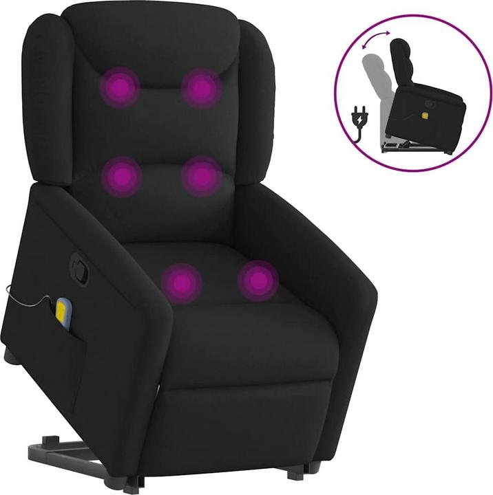 VidaXL Massagesessel mit Aufstehhilfe Schwarz Stoff