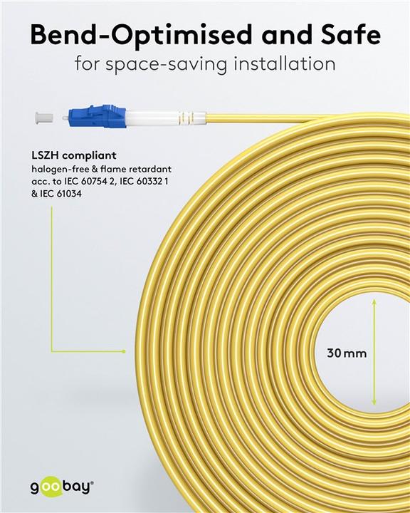 Produktbild Goobay Glasfaserkabel FTTH, Singlemode OS2 Yellow, Gelb Simplex, 10 m (S/UTP, 10 m)