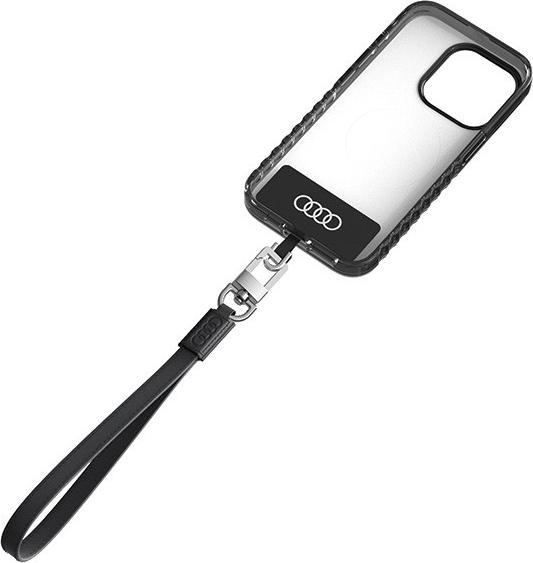 Actual product image Audi uniwersalna smycz do telefonu 28cm 10mm Leather czarny/black AU-HSLSL-GT/D1-BK