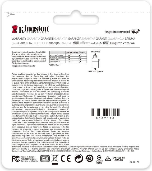 Produktbild Kingston USB-Stick DataTraveler microDuo3 G2 128 GB (128 GB)