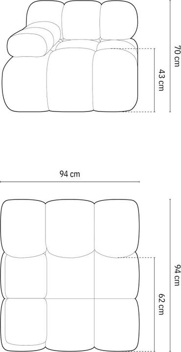 Actual product image Micadoni Modul Left, "Bellis", 1 Seat, 94x94x70Made in Europe (2 person sofa, 3-seater, 4-seater)