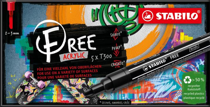 Image du produit STABILO Acrylique libre (Green, Jaune, Purple, Red, Noir, 3 mm, 5 x)