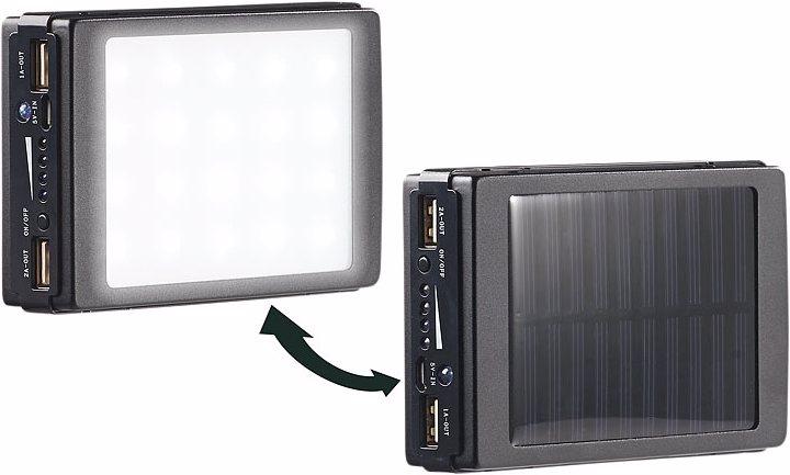 Produktbild Revolt 2in1-Solar-Powerbank mit Campingleuchte (11000 mAh, 40.70 Wh)