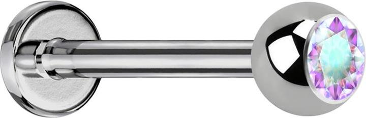 Immagine prodotto Star Piercing Micro Labret argento con sfera e cristallo multicolore (senza ottone, Titanio G23)