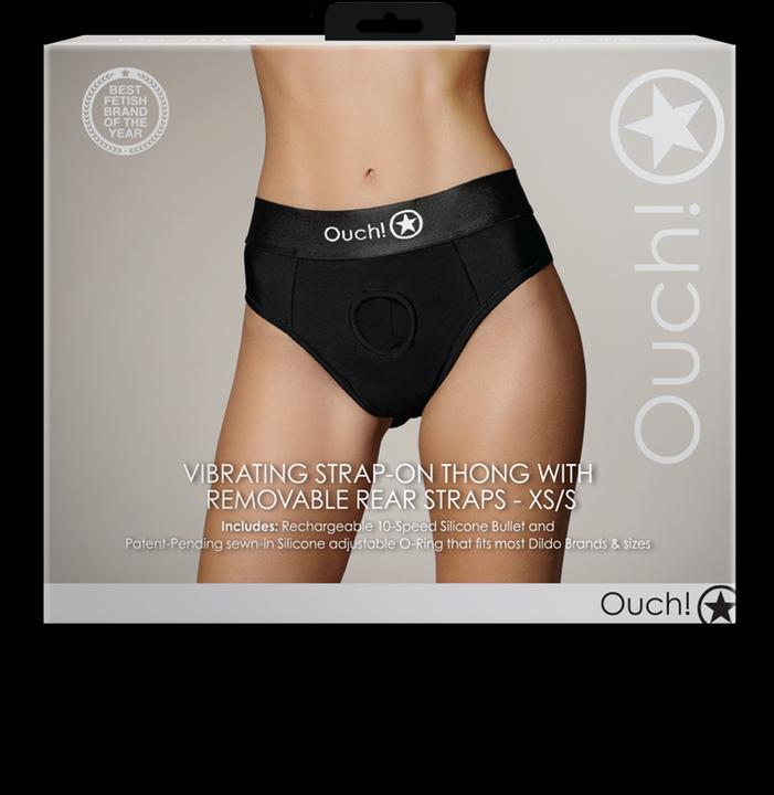 Actual product image Ouch! Vibrating Strap-on Thong - Removable Straps - XS/S (XS)