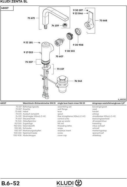 Actual product image Kludi Single-lever basin mixer ZENTA SL