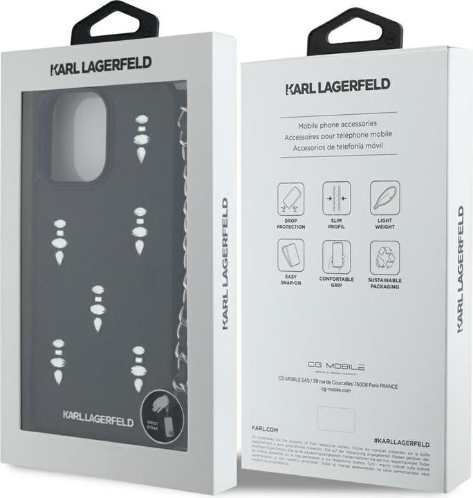 Immagine prodotto Karl Lagerfeld Case Saffiano Crystals w/Chain for iPhone 16 Pro black (Apple iPhone 16 Pro)