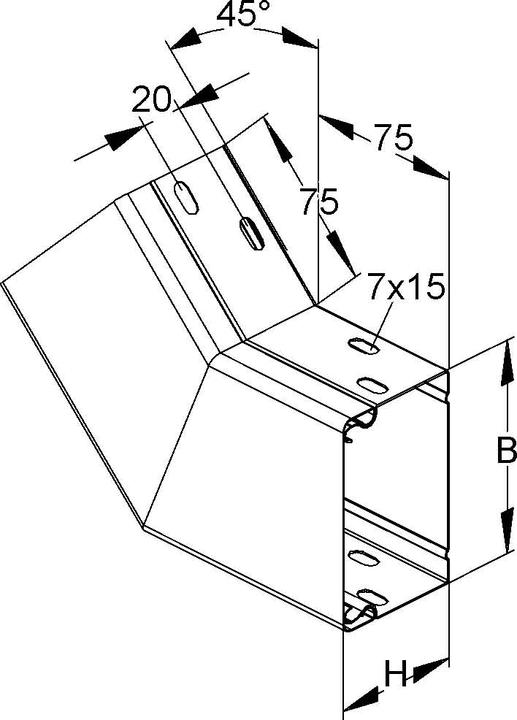 Niedax NIE LEWB60.200 Flat angle 45Â° with cover 60x200mm strip galvanised DIN EN 10346