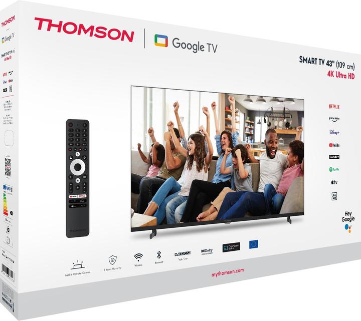 Produktbild Thomson TV 43 4K SMART UHD T2/C2S2 GOOGLE TV FRAMELESS (43", Q70B, LED, 4K, 2021)