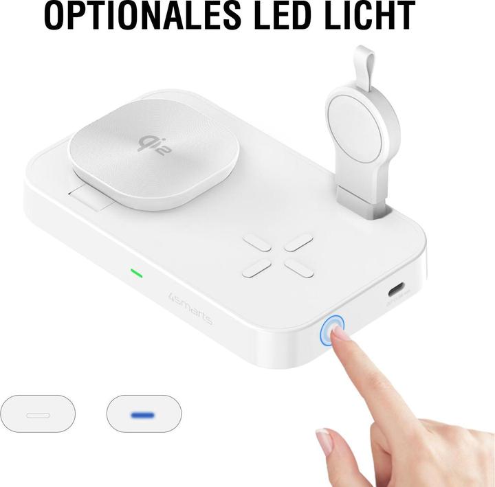 Actual product image 4smarts Qi2 Ladestation Trident mit Charger für Samsung Watch, weiss (25 W)