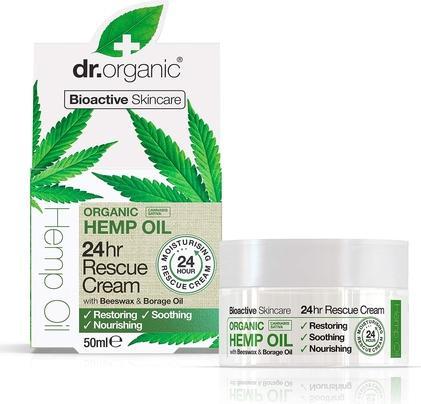 Immagine prodotto Dr. Organic Crema di soccorso all'olio di canapa bioattivo 24h 50ml (Crema corpo, 50 ml)