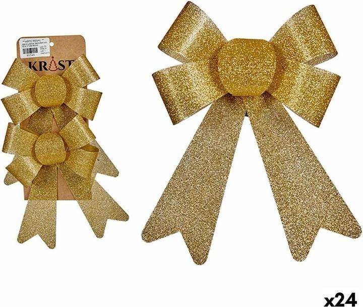 Krist+ Weihnachtsdekoration Set Schleife Gold PVC 16 x 3 x 18 cm (24 Stück)