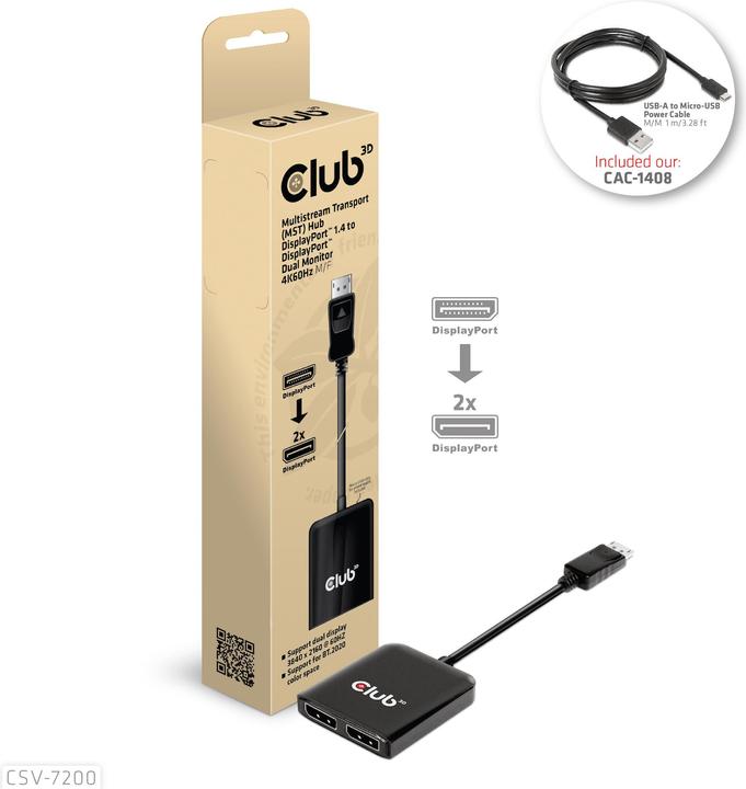 Produktbild Club 3D Club3D Multi Streaming Transport Hub 1xDP -> DP/HDMI (HDMI, 2 cm)