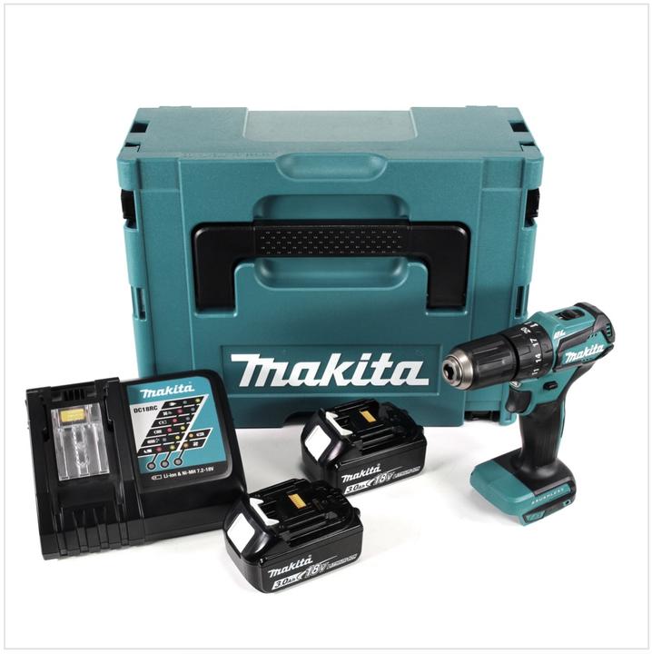 Actual product image Makita DHP 483 RFJ Battery impact drill 18V 40Nm + 2x 3.0 Ah battery + charger + Makpac (Rechargeable battery operated)
