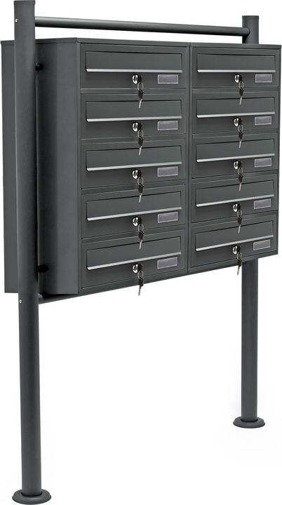 Produktbild Wiltec 10er Briefkastenanlage Anthrazit 2x5 Fächer Standbriefkasten Briefkasten