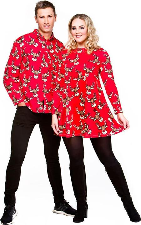 Produktbild Wicked Costumes Weihnachts Hemden mit Rentier Druck in Rot (S)
