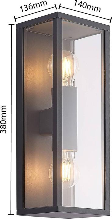 Produktbild Lindby Peldar Aussenwandleuchte, zweiflammig (E27, IP44)