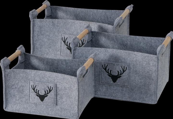 Boltze Home Aufbewahrungskorb Karly 3er Set, Grau (3 x, 50 x 35 x 31.5 cm)