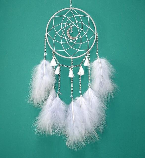 Actual product image Cover-Discount DIY Craft Set Dreamcatcher Moon white