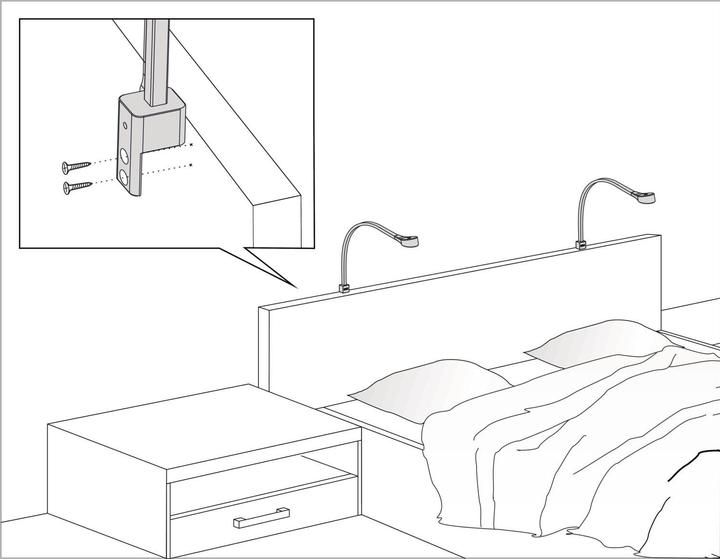 Produktbild Furnika Bettpaneelleuchte Flexi R 12 V/DC schwarz mit USB-Charger (90 lm)
