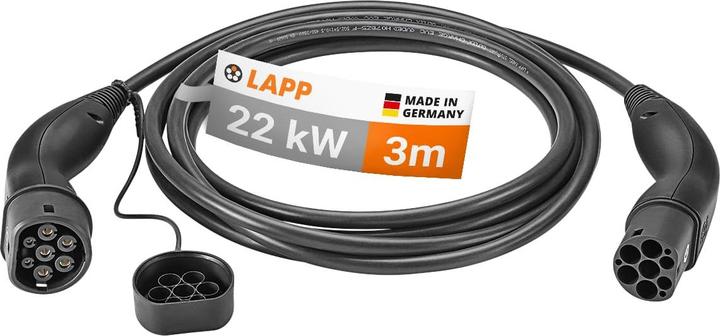 Actual product image Lapp Mobility Charging cable type 2, up to 22 kW, 3 m, black (22 kW, 32 A, 3 m)