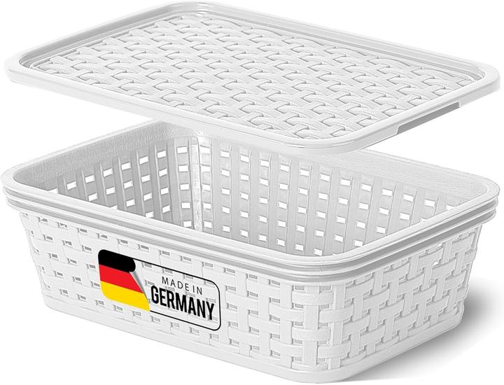 Image du produit Novaliv Boîte de rangement avec couvercle Mini panier 1L blanc en rotin design stockage alimentaire (1 l)